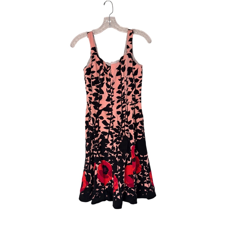 Nine West Black Pink Sleeveless Floral Print Fit & Flare Sun Dress Size 6